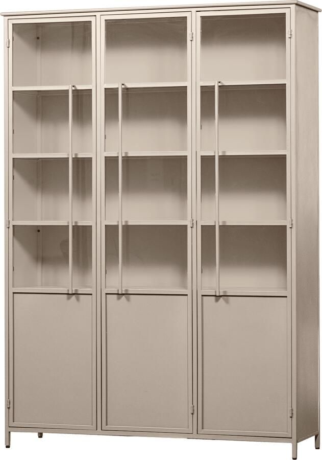 WOOOD | Exhibit xl 3-deurs vitrinekast metaal zand | Woonkamer meubels | Kast | Vitrinekast - Foto 3