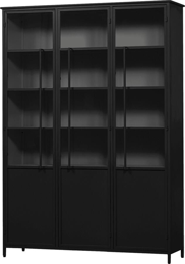 WOOOD | Exhibit xl 3-deurs vitrinekast metaal zwart | Woonkamer meubels | Kast | Vitrinekast - Foto 3