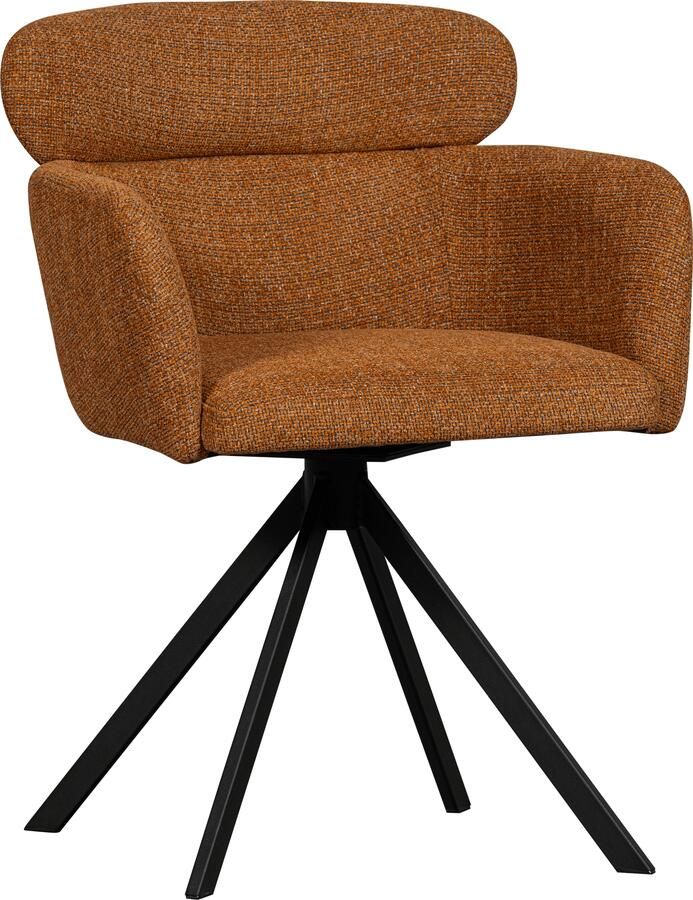 WOOOD Eetkamerstoel Fenne Gestoffeerde stoel met draaivoet geweven stof hoogte 80 cm (set 2 stuks)