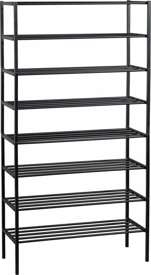 WOOOD | Ferro Schoenenrek Stapel V 4 Metaal Zwart | Woonkamer meubels | Schoenenkast