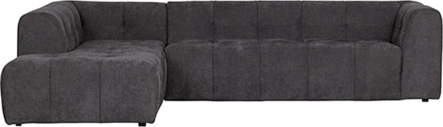 WOOOD | Grid hoekbank links geweven stof donkergrijs | Zitmeubels woonkamer | Hoekbank