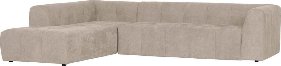 WOOOD | Grid hoekbank links geweven stof zand | Zitmeubels woonkamer | Hoekbank