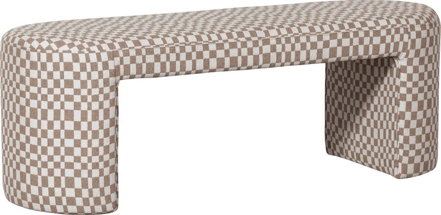 WOOOD | Jacob bankje ruit dessin zand | Woonaccessoires | Poef - Foto 2