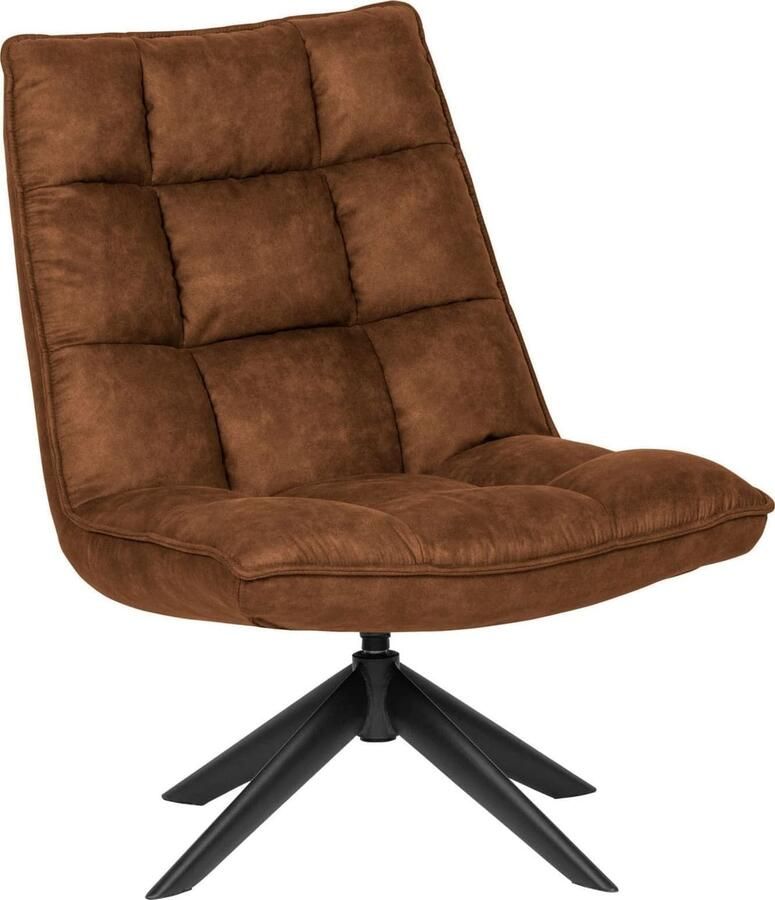 WOOOD | Jouke Draaifauteuil Kunstleer Cognac | Zitmeubels woonkamer | Draaifauteuil