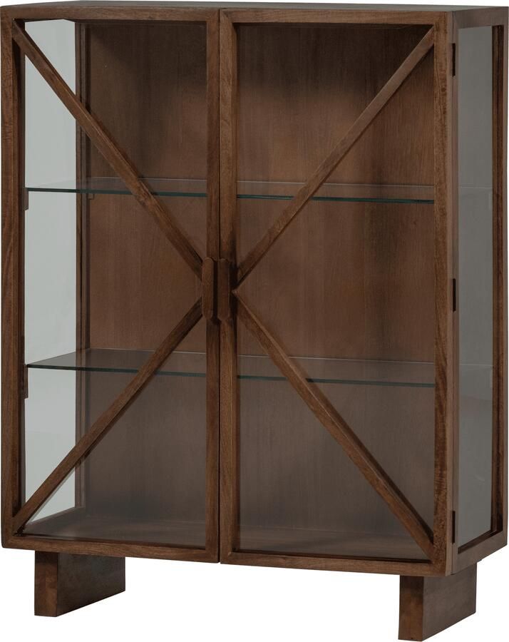 WOOOD | Kella 2-deurs kast mango hout bruin | Woonkamer meubels | Kast | Vitrinekast