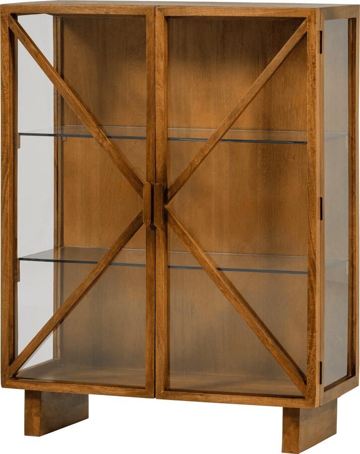 WOOOD | Kella 2-deurs kast mango hout naturel | Woonkamer meubels | Vitrinekast