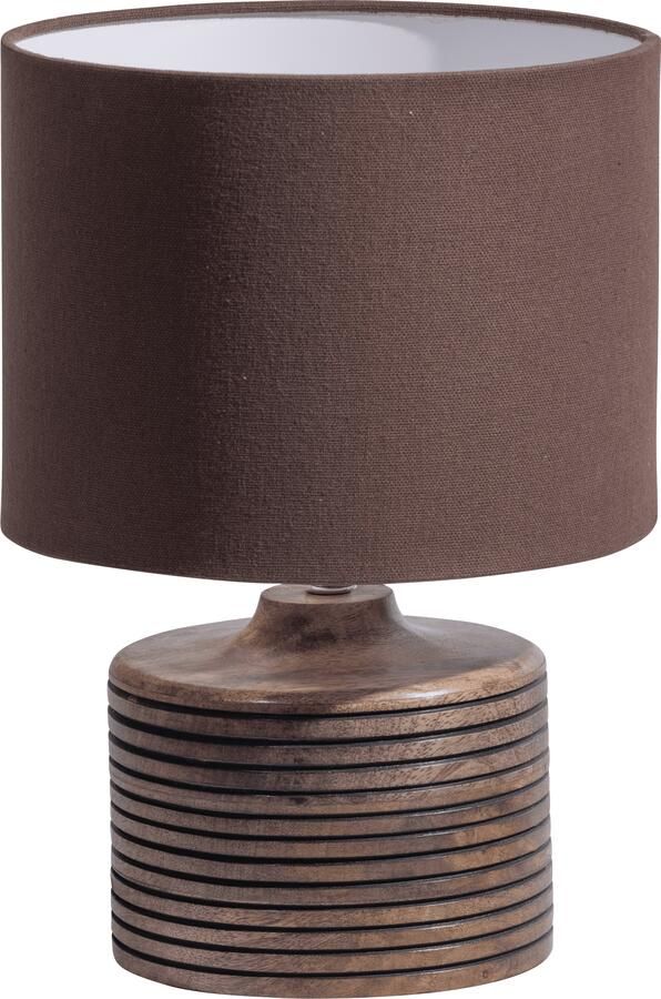 WOOOD Menzo tafellamp met carving hout warm bruin - Foto 3