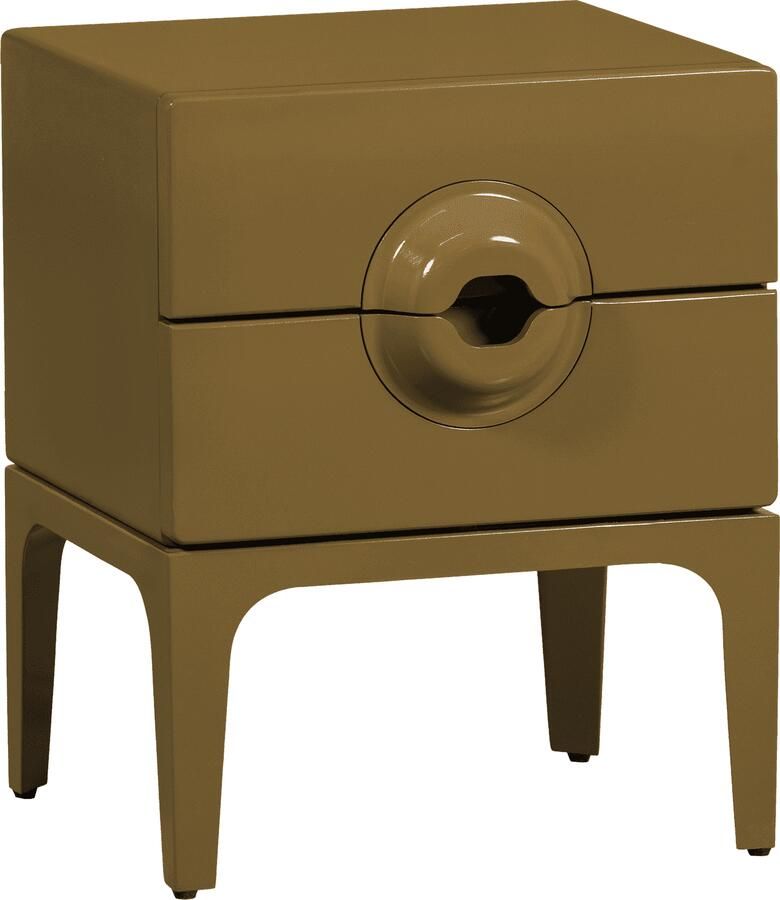 WOOOD | Merge nachtkastje 2 lades hout honing geel | Slaapkamer meubels | Nachtkastje