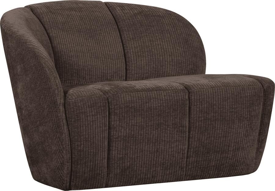 WOOOD | Mojo 2-zitsbank bankje links geweven ribstof bruin | Zitmeubels woonkamer | 2-zitsbank