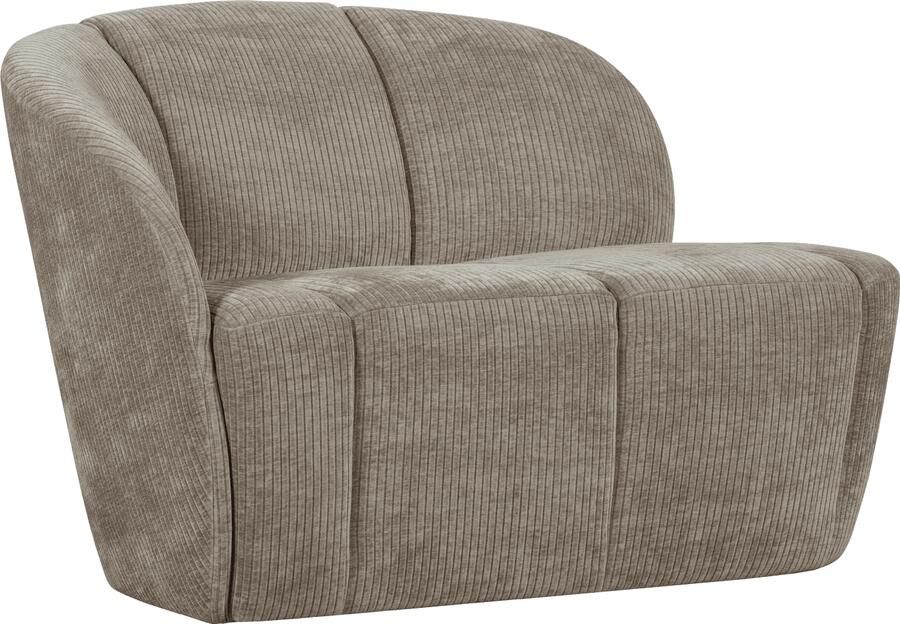 WOOOD | Mojo 2-zitsbank bankje links geweven ribstof donkerzand | Zitmeubels woonkamer | 2-zitsbank