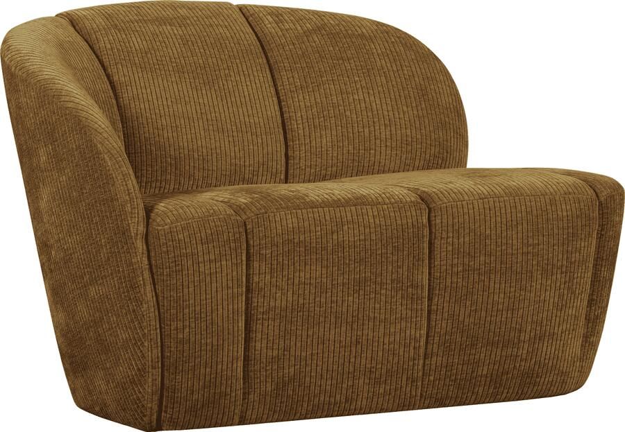 WOOOD | Mojo 2-zitsbank bankje links geweven ribstof honinggeel | Zitmeubels woonkamer | 2-zitsbank