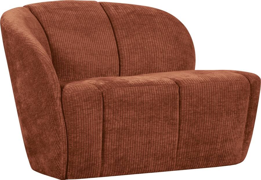 WOOOD | Mojo 2-zitsbank bankje links geweven ribstof roestbruin | Zitmeubels woonkamer | 2-zitsbank