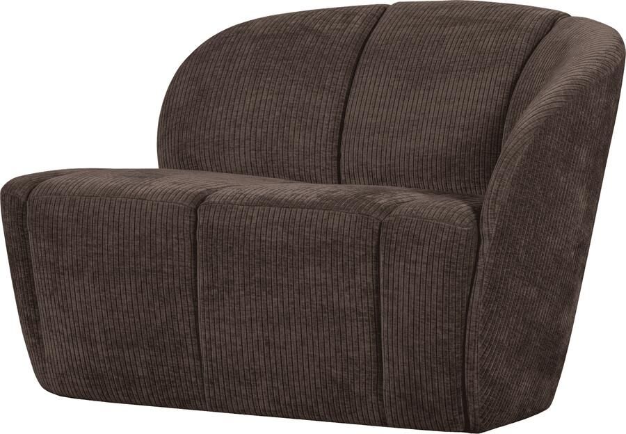 WOOOD | Mojo 2-zitsbank bankje rechts geweven ribstof bruin | Zitmeubels woonkamer | 2-zitsbank