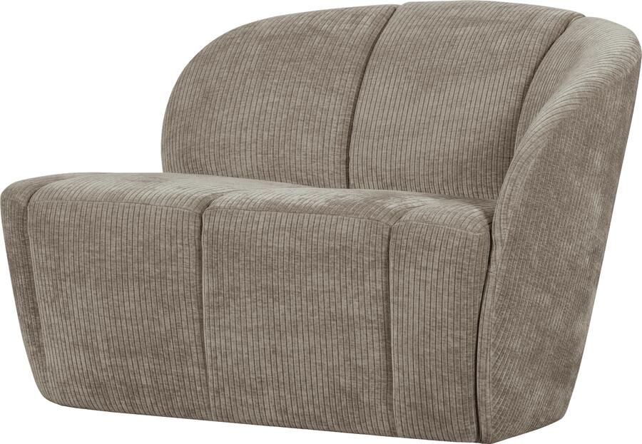 WOOOD | Mojo 2-zitsbank bankje rechts geweven ribstof donkerzand | Zitmeubels woonkamer | 2-zitsbank