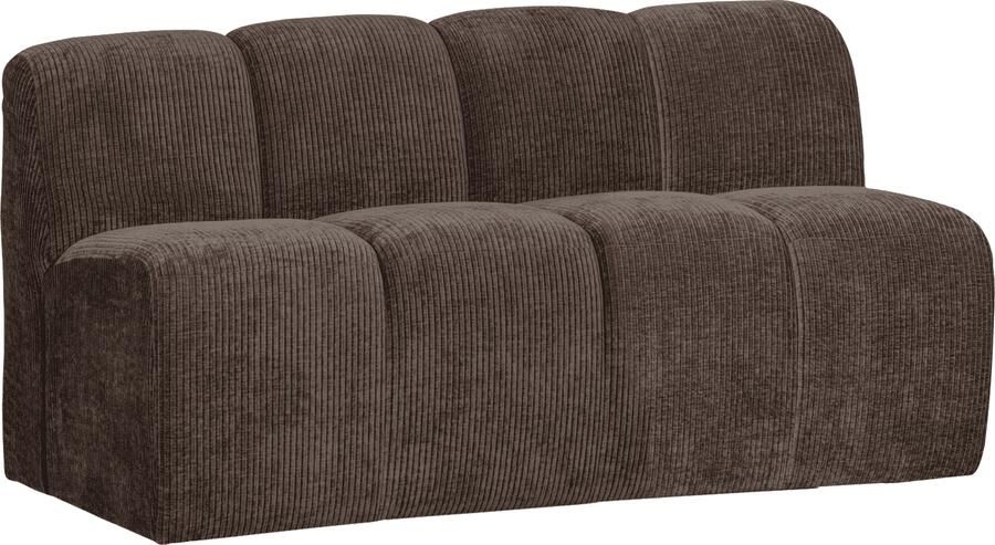 WOOOD | Mojo bankje 160cm met rugleuning geweven ribstof bruin | Zitmeubels woonkamer | 2-zitsbank