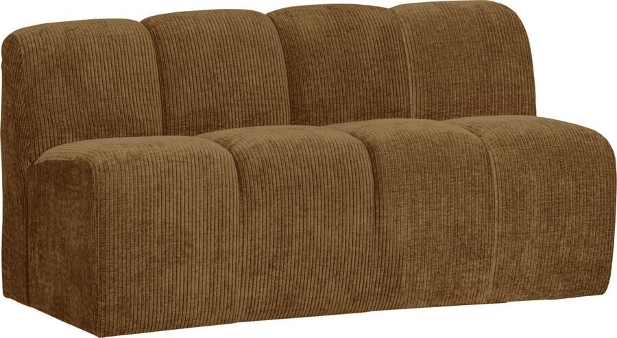 WOOOD | Mojo bankje 160cm met rugleuning geweven ribstof honing geel | Zitmeubels woonkamer | 2-zitsbank