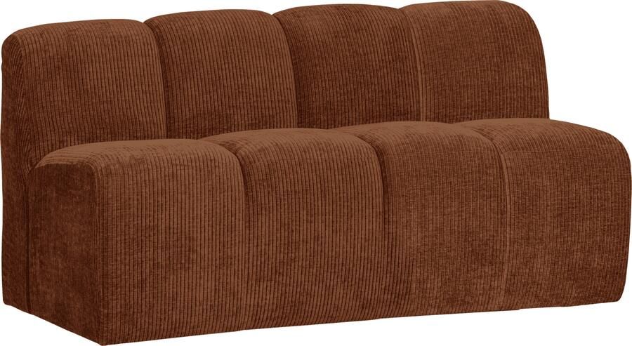 WOOOD | Mojo bankje 160cm met rugleuning geweven ribstof roest bruin | Zitmeubels woonkamer | 2-zitsbank
