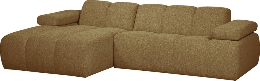 WOOOD | Mojo chaise longue links boucle geel bruin melange | Zitmeubels woonkamer | HoekbankModulaire banken