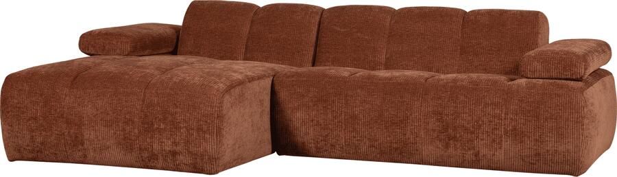 WOOOD | Mojo chaise longue links geweven ribstof roestbruin | Zitmeubels woonkamer | HoekbankModulaire banken