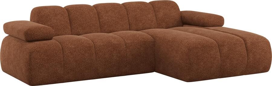 WOOOD | Mojo chaise longue rechts wollig roestbruin | Zitmeubels woonkamer | Hoekbank