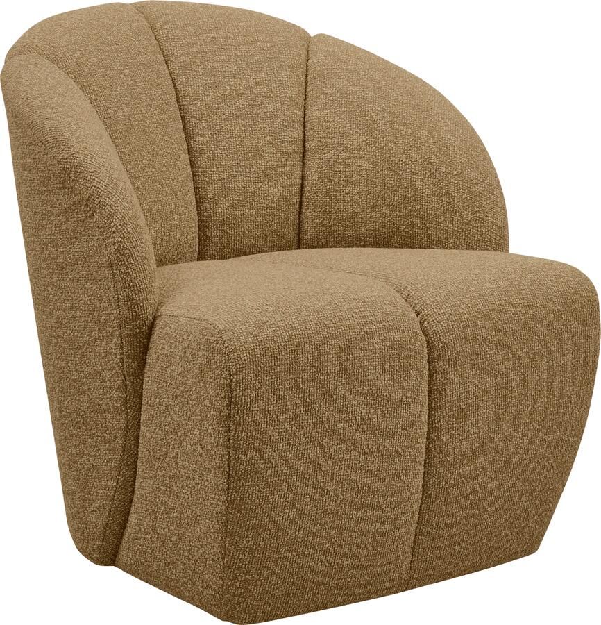 WOOOD | Mojo draaifauteuil boucle geel bruin melange | Zitmeubels woonkamer | Draaifauteuil