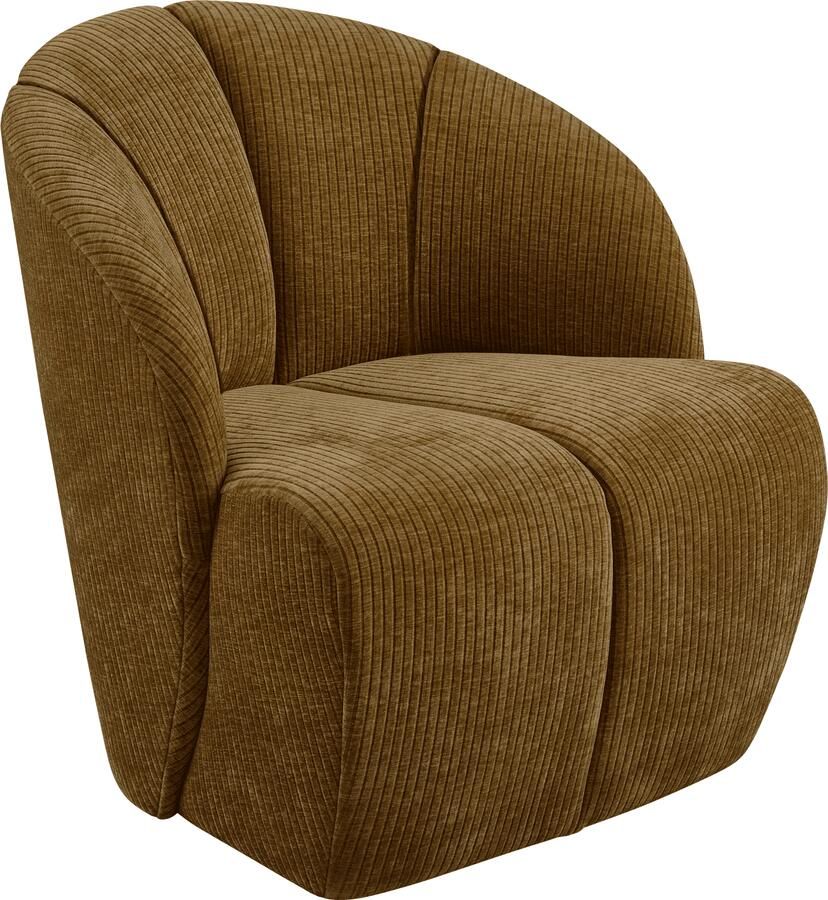 WOOOD | Mojo draaifauteuil geweven ribstof honing geel | Zitmeubels woonkamer | Draaifauteuil