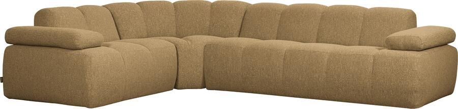 WOOOD | Mojo hoekbank links boucle geel bruin melange | Zitmeubels woonkamer | Hoekbank