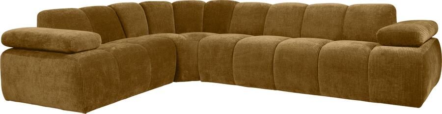 WOOOD | Mojo hoekbank links geweven ribstof honing geel | Zitmeubels woonkamer | HoekbankModulaire banken