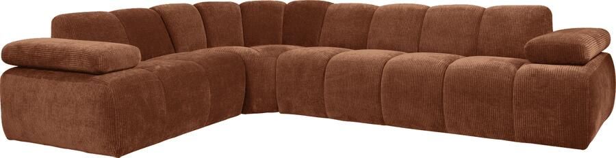 WOOOD | Mojo hoekbank links geweven ribstof roest bruin | Zitmeubels woonkamer | HoekbankModulaire banken - Foto 5