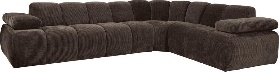 WOOOD | Mojo hoekbank rechts geweven ribstof bruin | Zitmeubels woonkamer | HoekbankModulaire banken