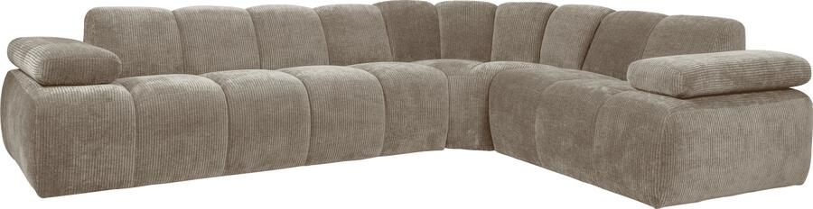 WOOOD | Mojo hoekbank rechts geweven ribstof donker zand | Zitmeubels woonkamer | HoekbankModulaire banken