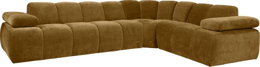 WOOOD | Mojo hoekbank rechts geweven ribstof honing geel | Zitmeubels woonkamer | HoekbankModulaire banken