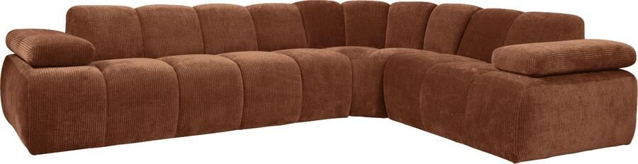 WOOOD | Mojo hoekbank rechts geweven ribstof roest bruin | Zitmeubels woonkamer | HoekbankModulaire banken - Foto 5
