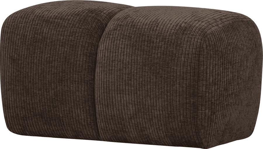 WOOOD | Mojo poef 45x80x60cm geweven ribstof bruin | Woonaccessoires | Poef