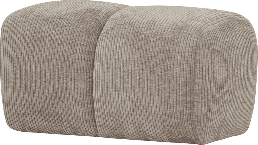 WOOOD | Mojo poef 45x80x60cm geweven ribstof donker zand | Woonaccessoires | Poef