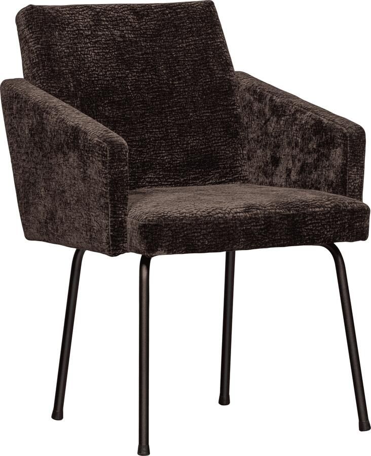 WOOOD | Mount eetkamerstoel met armleuning 3d chenille donkerbruin | Zitmeubels eetkamer | Armstoel
