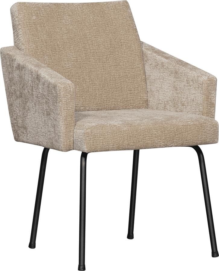 WOOOD | Mount eetkamerstoel met armleuning 3d chenille zand | Zitmeubels eetkamer | Armstoel