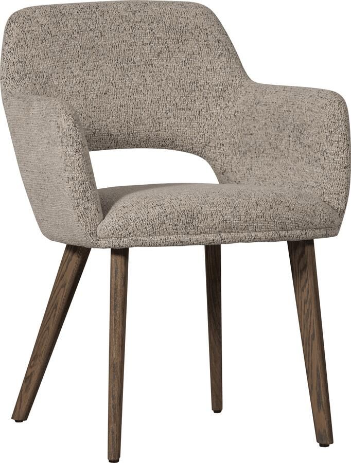 WOOOD | Murat eetkamerstoel naturel met houten poot mystic brown | Eetkamerstoelen | Armstoel