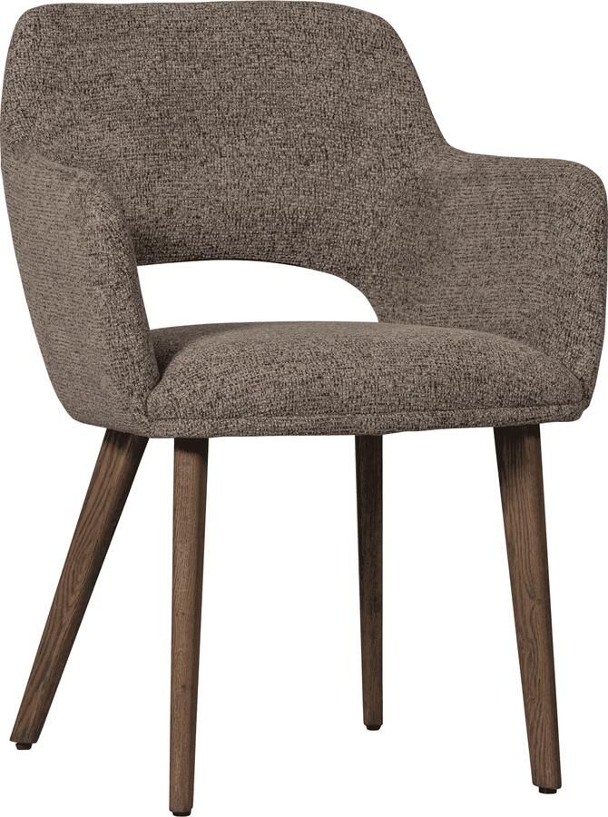 WOOOD | Murat eetkamerstoel taupe met houten poot mystic brown | Eetkamerstoelen | Armstoel