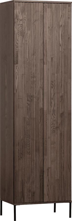 WOOOD | New gravure hoge kast met lade essen fineer espresso | Woonkamer meubels | BergkastWandkast