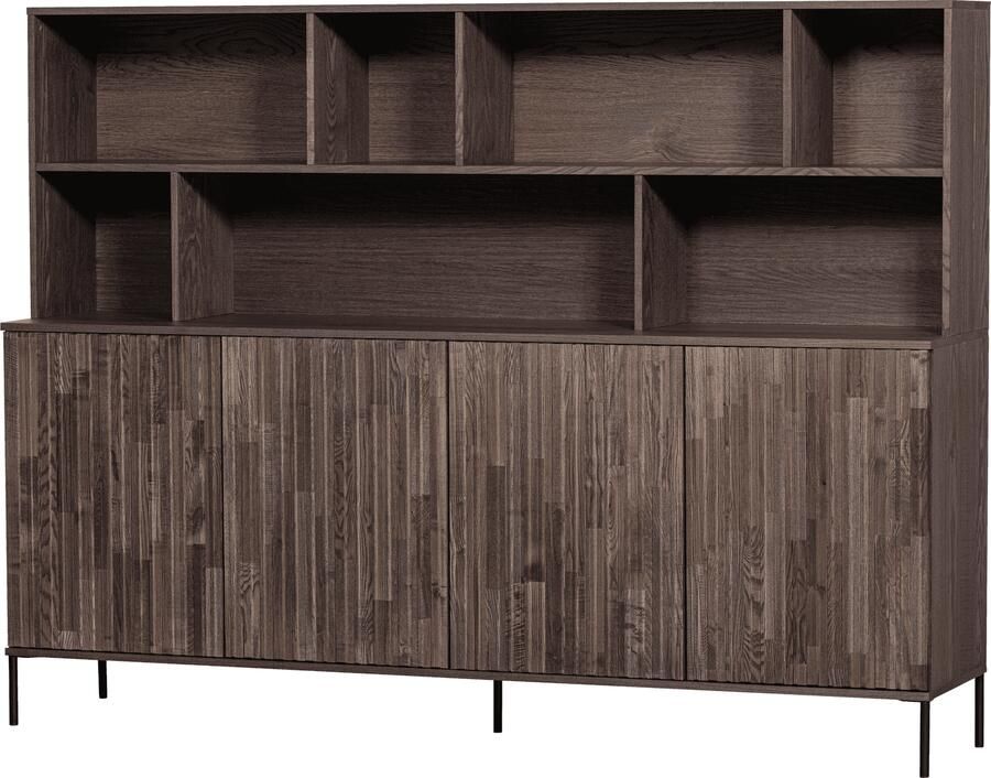 WOOOD | New gravure wandkast essen fineer espresso | Woonkamer meubels | Wandkast
