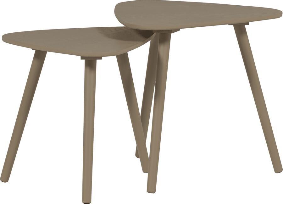 WOOOD | Nila bijzettafels hout zand set van 2 | Woonkamertafels | BijzettafelBijzettafelset