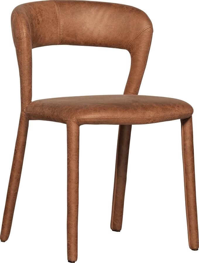 WOOOD | Noble eetkamerstoel leerlook cognac | Eetkamerstoelen | Eetkamerstoel