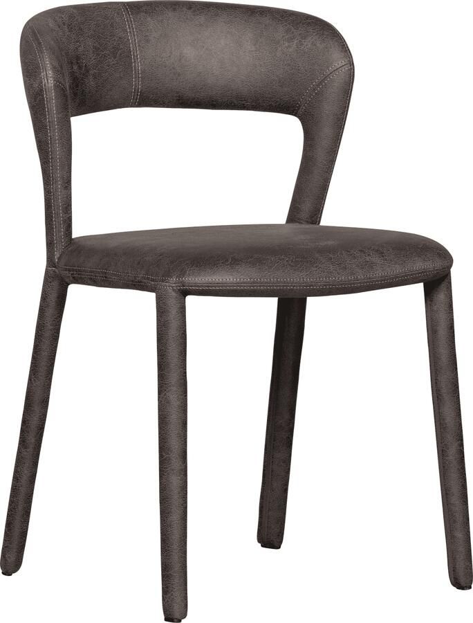 WOOOD | Noble eetkamerstoel leerlook zwart grijs | Eetkamerstoelen | Eetkamerstoel