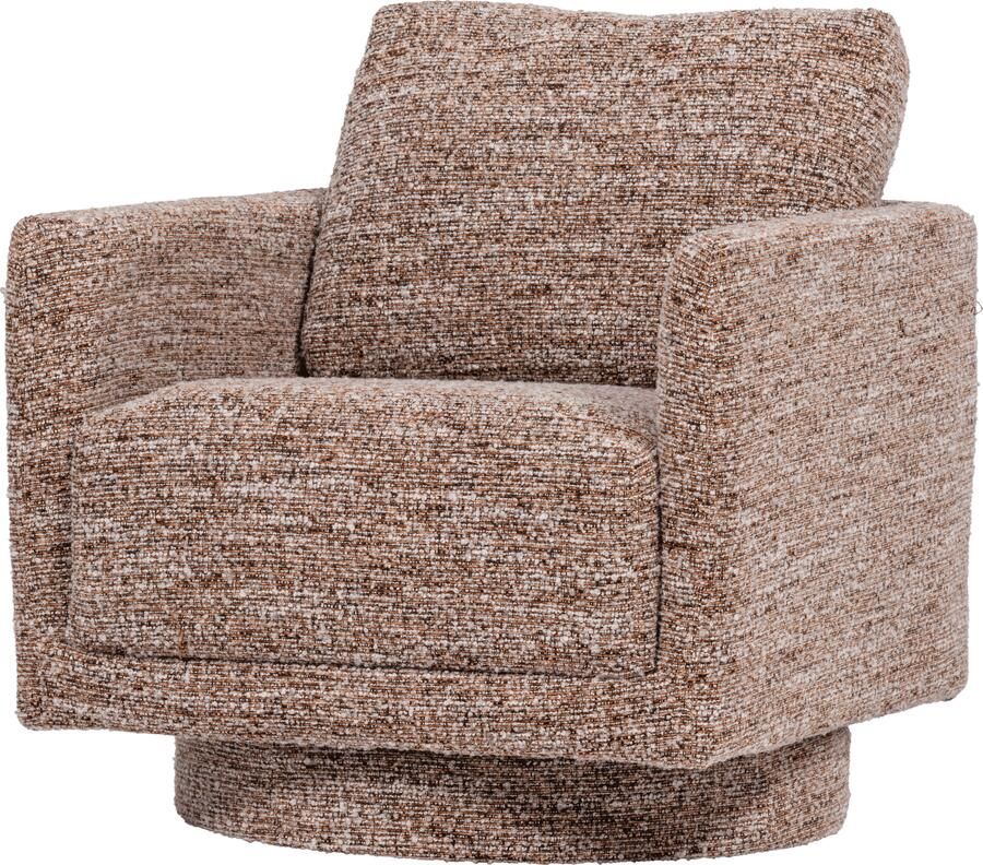 WOOOD | Oska draaifauteuil bruin melange | Zitmeubels woonkamer | Draaifauteuil