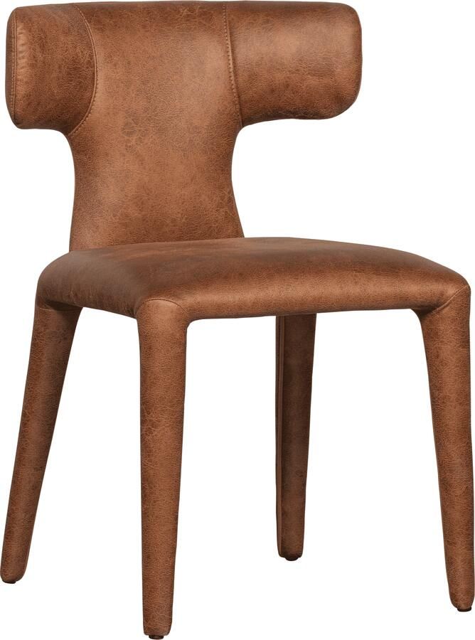 WOOOD | Permit eetkamerstoel leerlook cognac | Eetkamerstoelen | Eetkamerstoel