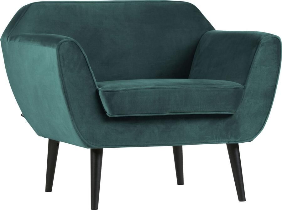 WOOOD | Rocco Fauteuil Fluweel Teal | Zitmeubels woonkamer | Fauteuil