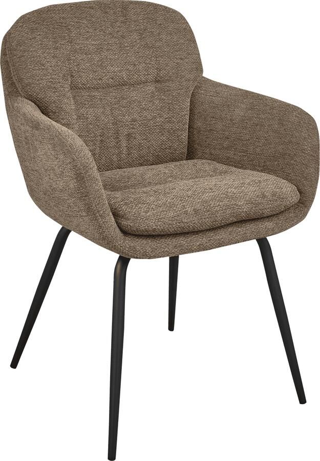 WOOOD | Runa eetkamerstoel chenille donker zand | Zitmeubels eetkamer | Armstoel - Foto 3