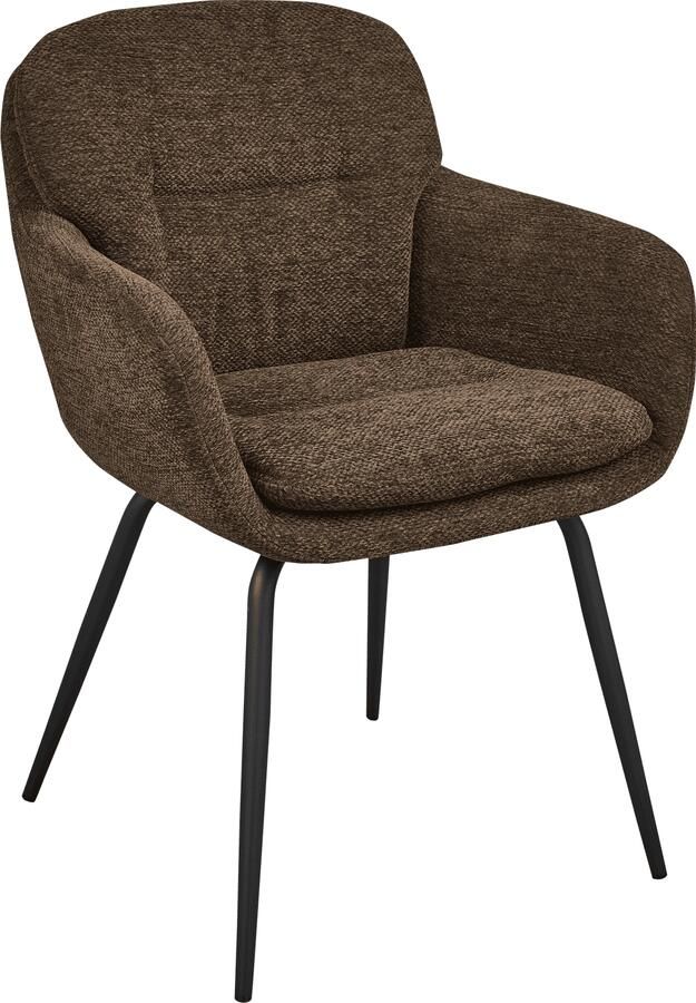 WOOOD | Runa eetkamerstoel chenille warm bruin | Zitmeubels eetkamer | Armstoel - Foto 3