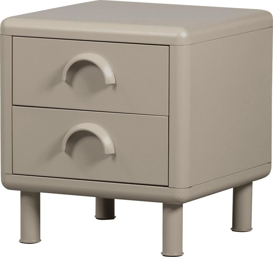 WOOOD | Rune ladekast nachtkastje 2 lades metaal zand | Slaapkamer meubels | Nachtkastje